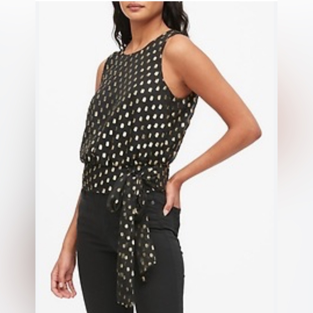 Banana Republic Gold Dot Tie Hem Top Small